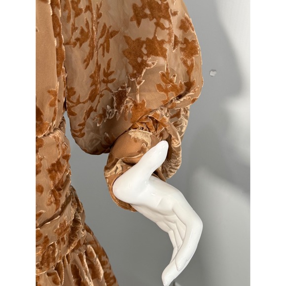 PARKER The Gianna Flocked Velvet Leaf‎ Print Long Sleeve Minidress Size 14 - Picture 8 of 12